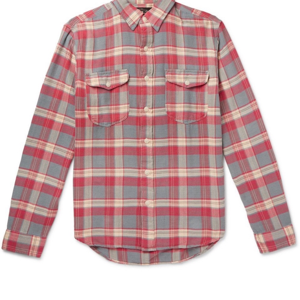 RRL checked cotton flannel shirt